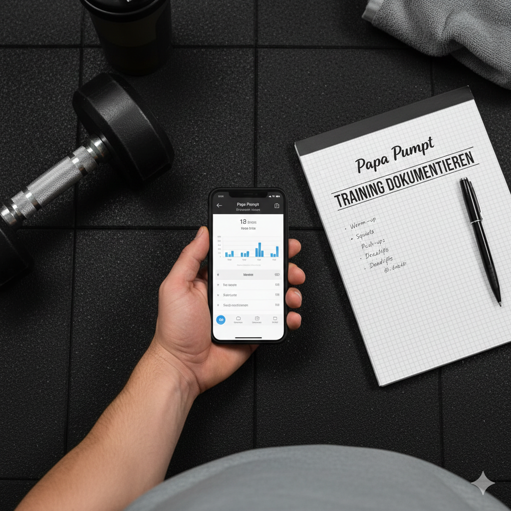 Trainingstagebuch mit Kugelschreiber